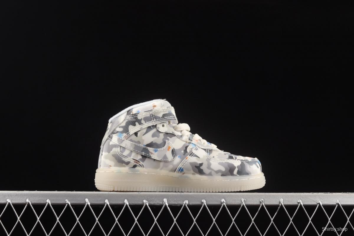 NIKE Air Force 1: 07 Mid WB dazzling ribbon lamp state size Kids 314197-9800