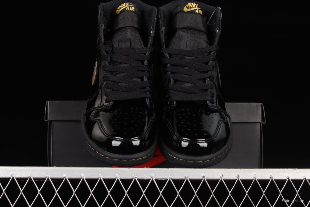 Air Jordan 1 High OG Metallic Gold black gold lacquered leather 555088-032