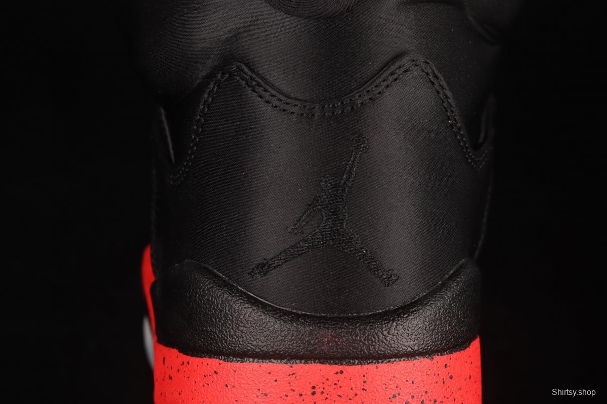Air Jordan 5 Satin Bred black and red silk 3M reflective basketball shoes 136027-006