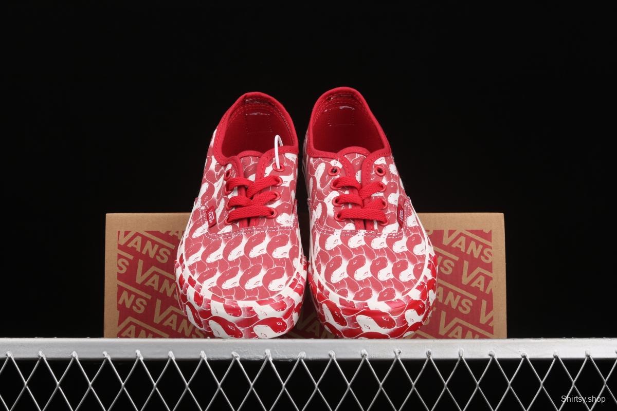 Opening Ceremony x Vans Authentic Yang Chao co-named the same red and white Yin Yang Snake low upper board shoes VN0A348A43Z