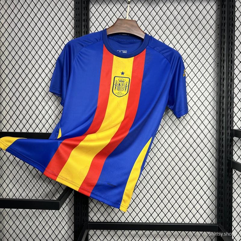 2024 Spain Euro Blue/Red/Yellow Pre-match Training Jersey